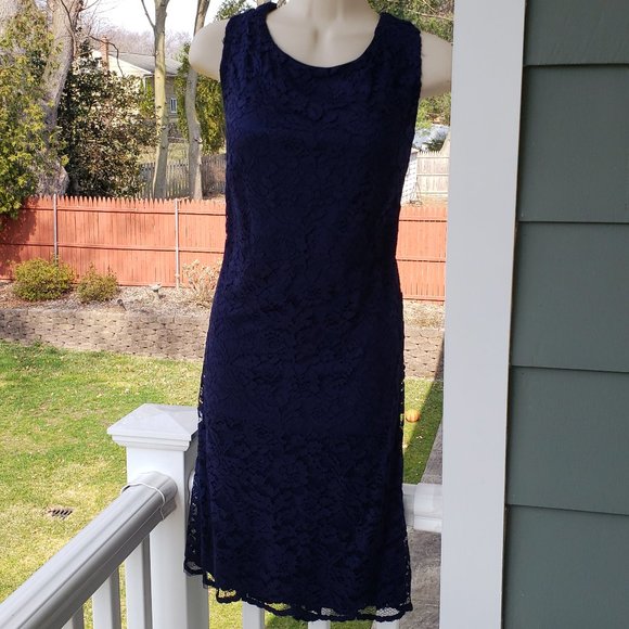Chaps Dresses & Skirts - Navy Blue Lace Cocktail Dress